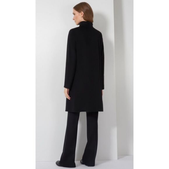 Cinzia Rocca Black Wool Cashmere Long Coat US 14 Made in Italy - Picture 2 of 13